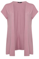 קרדיגן במידות גדולות שרוול קצר דק פתוח ללא סגירה שסעים בצדדים 322645