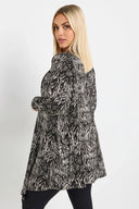 קרדיגן במידות גדולות ללא סגירה שרוול ארוך גזרה אסימטרית דק 303693