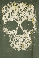 טישירט במידות גדולות פרטי שרוולים דוגמת גולגולת צווארון עגול 321124