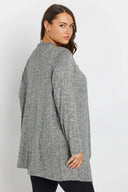 קרדיגן במידות גדולות ללא סגירה שרוול ארוך גזרה אסימטרית דק 303637