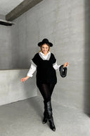 סוודר במידות גדולות צווארון V שרוול קצר טריקו 302139