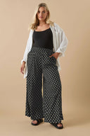 מכנסיים במידות גדולות גומי במותן גזרה רחבה עם כיסים עם הדפס 303710