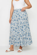 חצאית ארוכה במידות גדולות גומי במותן עם הדפס דגם בשכבות 160318