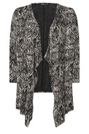 קרדיגן במידות גדולות ללא סגירה שרוול ארוך גזרה אסימטרית דק 303693