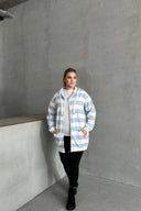 קרדיגן במידות גדולות שרוול ארוך קפוצ׳ון עם כיסים עם רוכסן 74-104