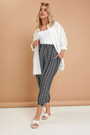 מכנסי שלואר במידות גדולות גומי במותן עם כיסים דגם אזטק 145265