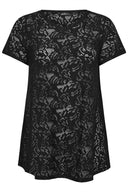 טישירט במידות גדולות צווארון V חולצה ללא שרוולים תחרה ללא בטנה 304094