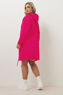 קרדיגן ארוך במידות גדולות עם קפוצ'ון דוגמת כתוב שרוול ארוך ללא כיסים 303983