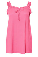 חולצה במידות גדולות צווארון רחב כתפיות פרנזים קשירה מקדימה 322689