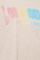 טישירט במידות גדולות צווארון עגול שרוול קצר שסעים בצדדים עם הדפס 302202