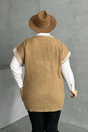 סוודר במידות גדולות צווארון V שרוול קצר טריקו 302135