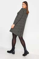 שמלה קצרה  במידות גדולות צווארון V שרוול ארוך עם הדפס 302737