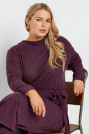 שמלה במידות גדולות חגורה במותן גזרה ישרה בד במרקם שרוול ארוך ללא בטנה מידי 322195