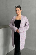 קרדיגן במידות גדולות שרוול ארוך פתוח סריגה דקה 302300