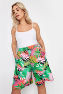 שורט רחב במידות גדולות גומי במותן עם הדפס עם לייקרה 145100