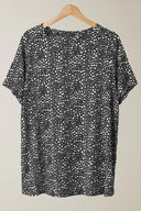 חולצה במידות גדולות שרוול קצר צווארון עגול עם הדפס 615913