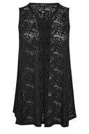 חולצה במידות גדולות צווארון V חולצה ללא שרוולים פרטי תחרה ללא בטנה 304101