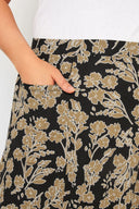 חצאית במידות גדולות שני כיסים בחזית גומי במותן מקסי 302287