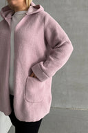 קפוצ׳ון במידות גדולות שרוול ארוך פלוש פתוח עם כיסים 97-14