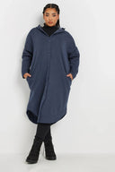 ז'קט במידות גדולות קפוצ'ון כיסים כפתורים קדמיים ארוך 303763