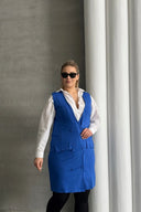 קרדיגן במידות גדולות ללא שרוולים עם כפתורים מראה כיס 300861