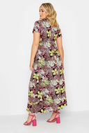 שמלה במידות גדולות צווארון V עם הדפס קשירה במותן חצי שרוול מעטפת לייקרה 302064