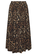 חצאית במידות גדולות דוגמת נמר גומי במותן דגם בשכבות 304237