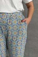 מכנסיים במידות גדולות גומי במותן גומי בשולי הקרסול עם הדפס עם כיסים 303490