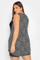 חולצה במידות גדולות עם פירוט כיס גב בדוגמת נמר בלי שרוולים צווארון עגול 302257