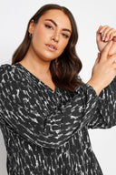 חולצה במידות גדולות לייקרה צווארון V שרוול ארוך מכפלת פרנזים 321468