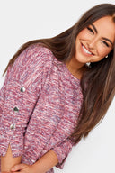 סריג במידות גדולות חצי שרוול צווארון עגול פרטי תיקתקים 302626