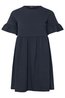 שמלה במידות גדולות צווארון עגול שרוול קצר פרפר מותן אלסטית מיני 303646