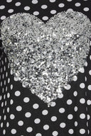 חולצה במידות גדולות שסעים בצדדים נקודות ופאייטים שרוול ארוך צווארון עגול 302496