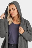 ז'קט במידות גדולות קפוצ'ון כיסים כפתורים קדמיים ארוך 303762