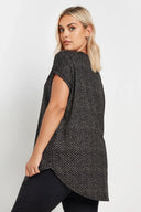 חולצה במידות גדולות צווארון V שרוול קצר עם הדפס 303530