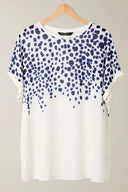 חולצה במידות גדולות עם צווארון עגול שרוולים קצרים והדפס פרחוני 615860