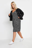 שמלה קצרה במידות גדולות צווארון V שרוולים עם גומי דוגמת פרחים 137992