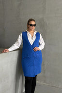 קרדיגן במידות גדולות ללא שרוולים עם כפתורים מראה כיס 300861