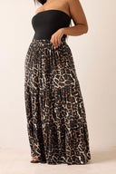 חצאית במידות גדולות דוגמת נמר גומי במותן דגם בשכבות 304237