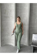 אוברול במידות גדולות ללא שרוולים רגל מתרחבת ללא סגירה גמיש 224983