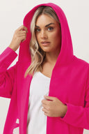 קרדיגן ארוך במידות גדולות עם קפוצ'ון דוגמת כתוב שרוול ארוך ללא כיסים 303983