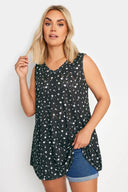 חולצה במידות גדולות צווארון V חולצה ללא שרוולים דוגמת פרחים פרטי תחרה ללא בטנה 303245