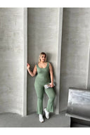 אוברול במידות גדולות ללא שרוולים רגל מתרחבת ללא סגירה גמיש 224983