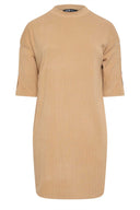 שמלה במידות גדולות צווארון עגול חצי שרוול פרטי כפתורים מיני 302783