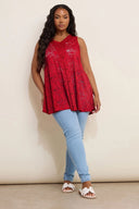 טישירט במידות גדולות צווארון V חולצה ללא שרוולים תחרה ללא בטנה 304104