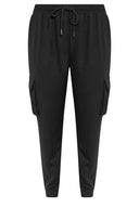 מכנסי ג'וגר במידות גדולות גומי בשוליים שרוך במותן כיסים 302751