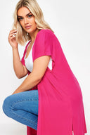 קרדיגן במידות גדולות שרוול קצר בד גמיש שסעים בצדדים 321910