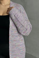 קרדיגן במידות גדולות שרוול ארוך פתוח סריגה דקה 302300