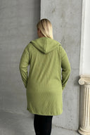 קרדיגן במידות גדולות שרוול ארוך קפוצ׳ון פתוח בד במרקם 74-136