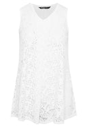 חולצה במידות גדולות צווארון V חולצה ללא שרוולים פרטי תחרה ללא בטנה 304098